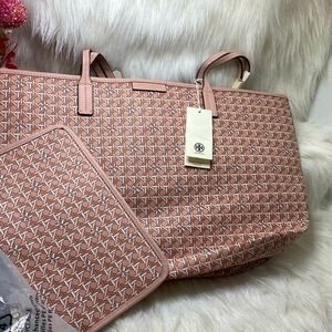 Tory Burch Ever Ready Tote- Winter Peach with Zipper Pouch New With Crinkles